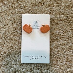 Orange Pumpkin Clay Earrings